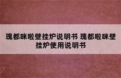 瑰都咪啦壁挂炉说明书 瑰都啦咪壁挂炉使用说明书